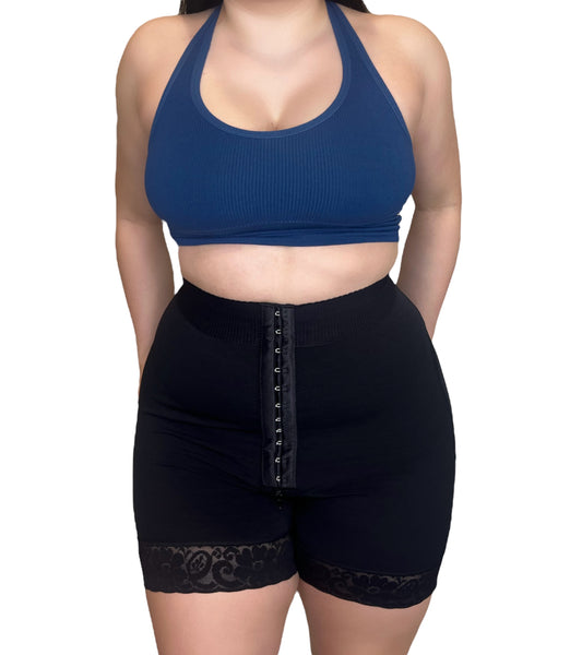 Women's Black Tummy Control Shapewear Shorts High Compression with Hooks Plus Size Shapewear Butt Lifting Seamless